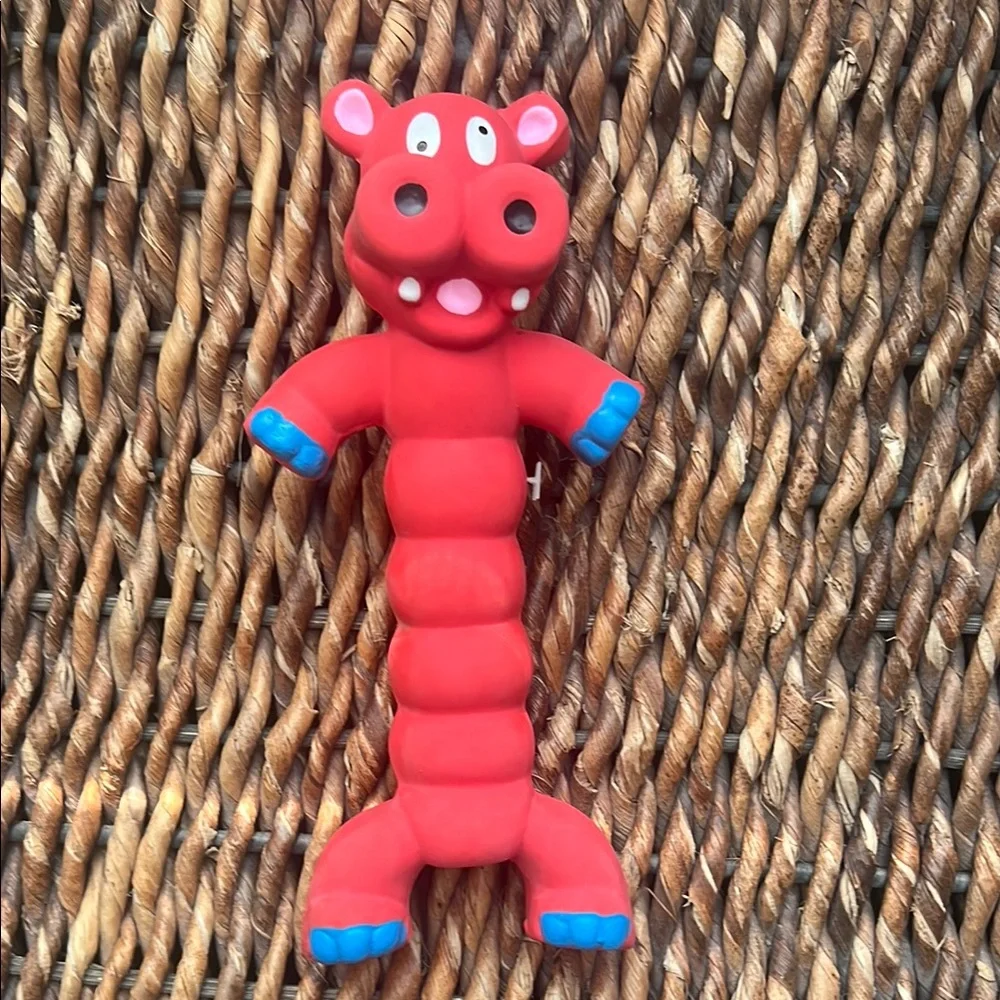 Red and Blue Dog Toy with Whimsical Design